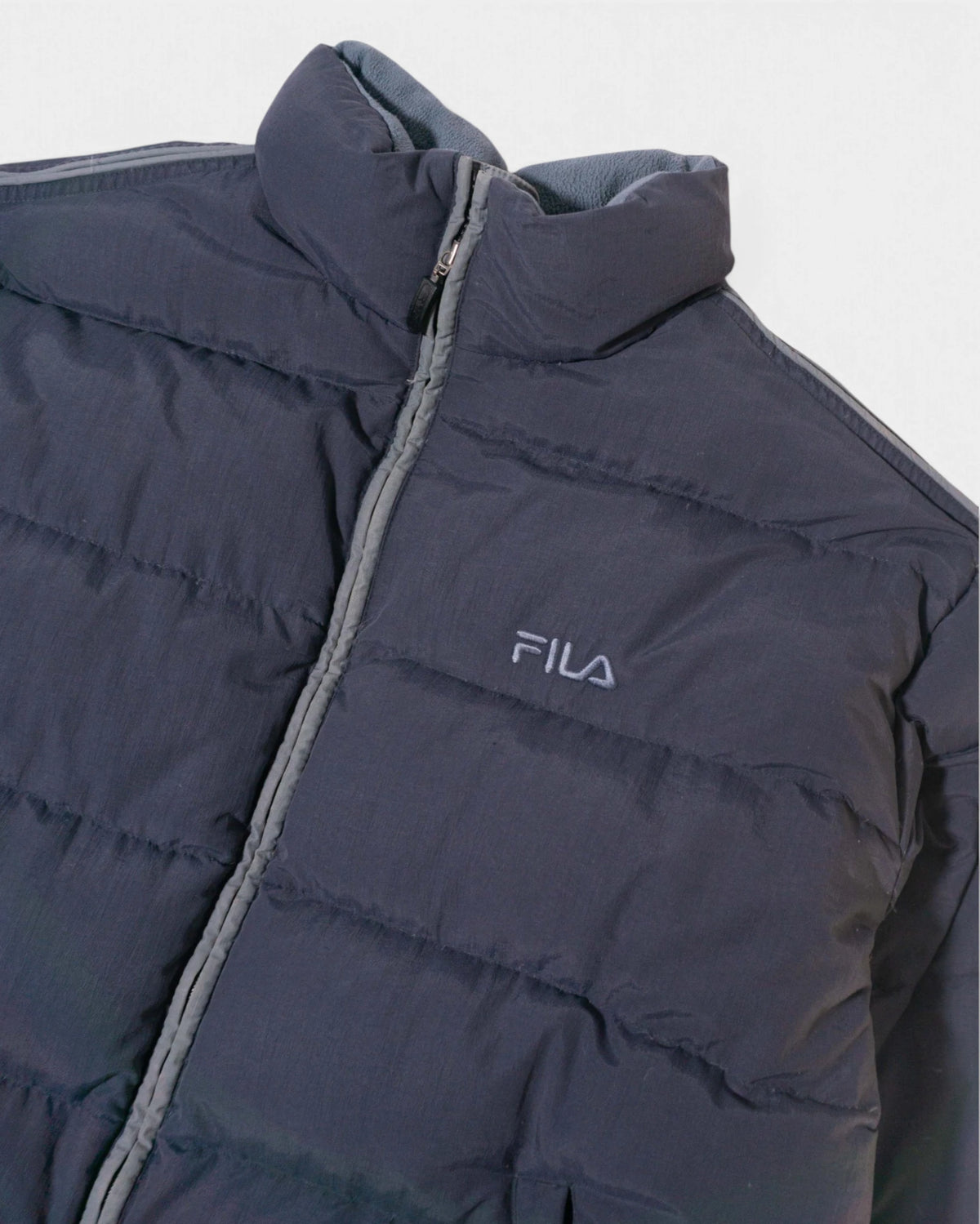 Plumífero Fila Gris Antracita Plumas Vintage — Talla L