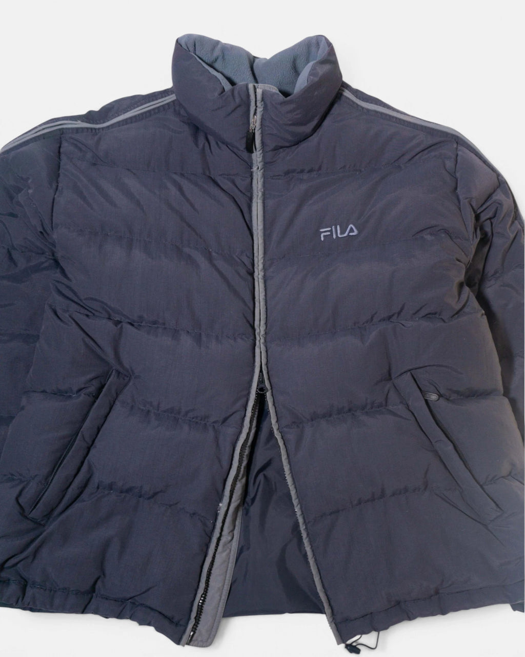 Plumífero Fila Gris Antracita Plumas Vintage — Talla L