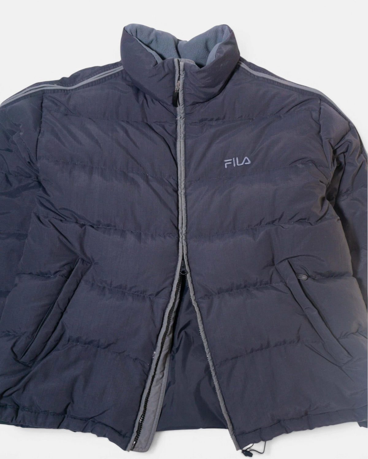Plumífero Fila Gris Antracita Plumas Vintage — Talla L