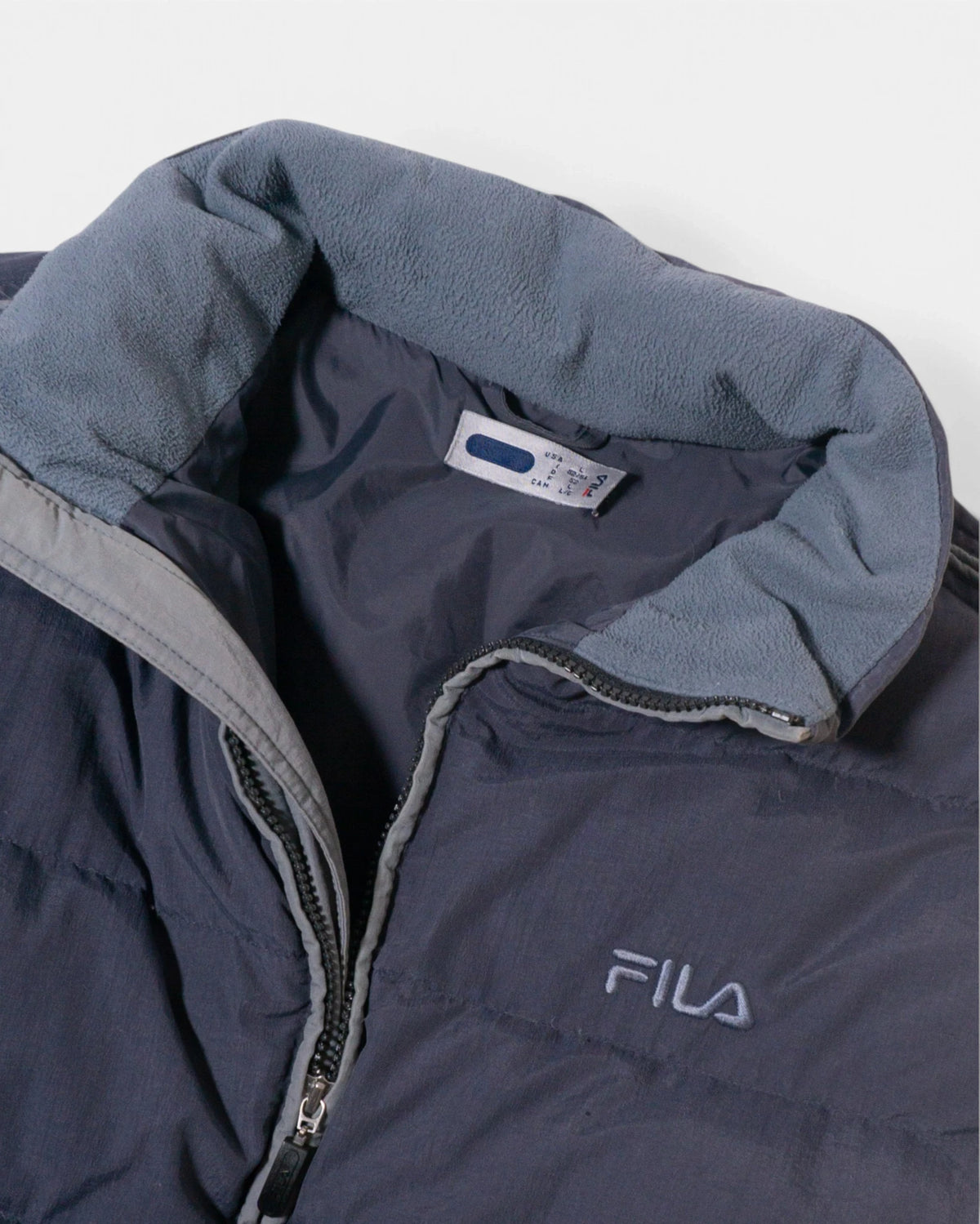 Plumífero Fila Gris Antracita Plumas Vintage — Talla L