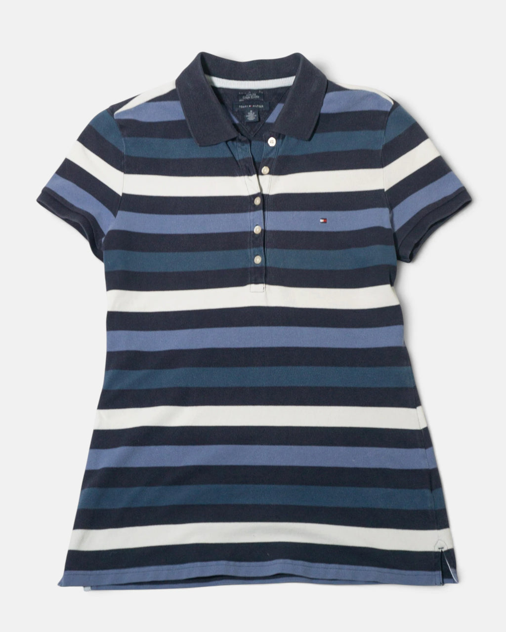 Polo Tommy Hilfiger Rayas Azul Vintage — Talla M Mujer