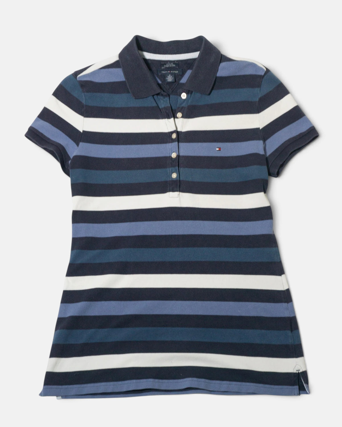 Polo Tommy Hilfiger Rayas Azul Vintage — Talla M Mujer