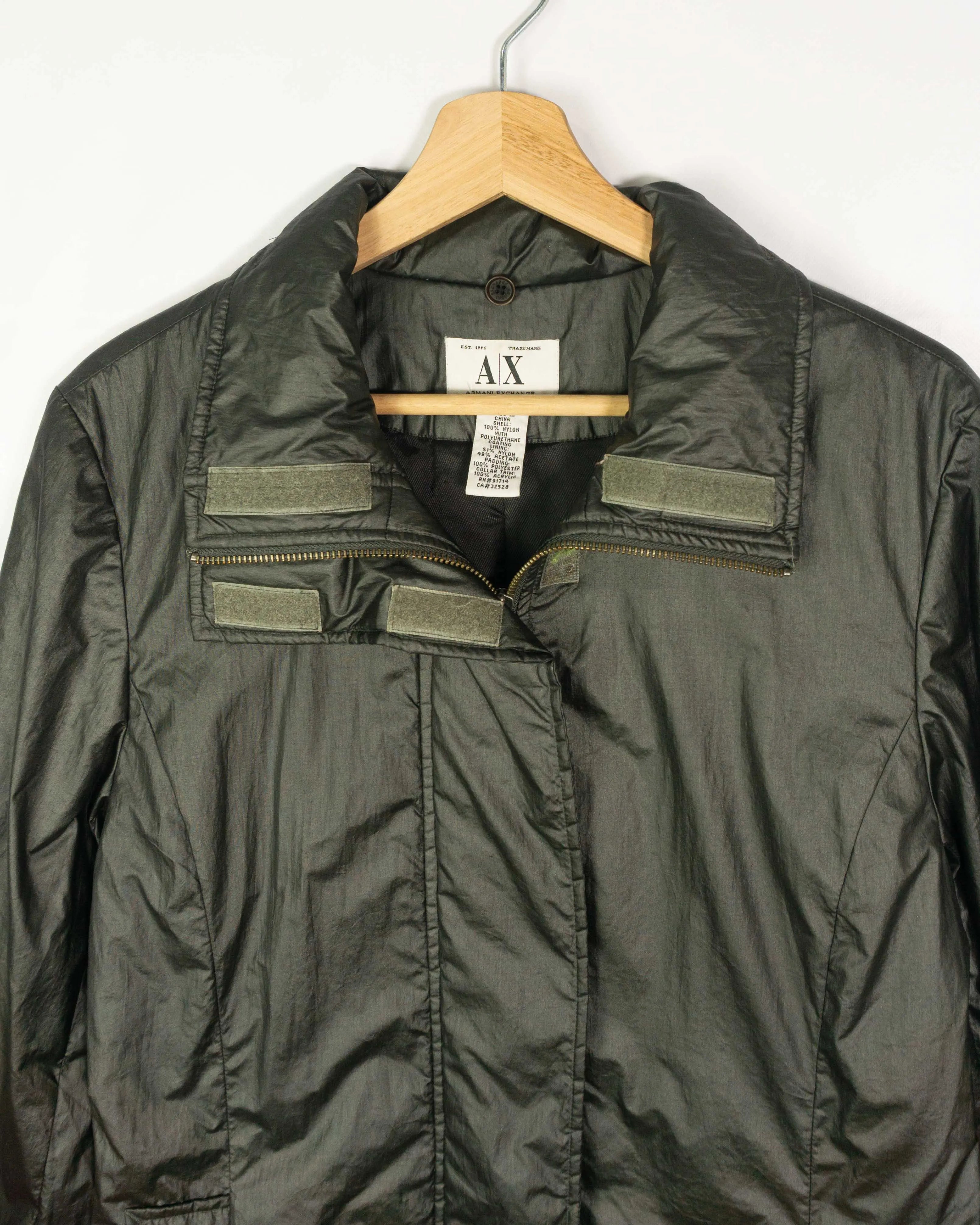Abrigo Armani Exchange AX Vintage 90s nylon verde militar — Talla S