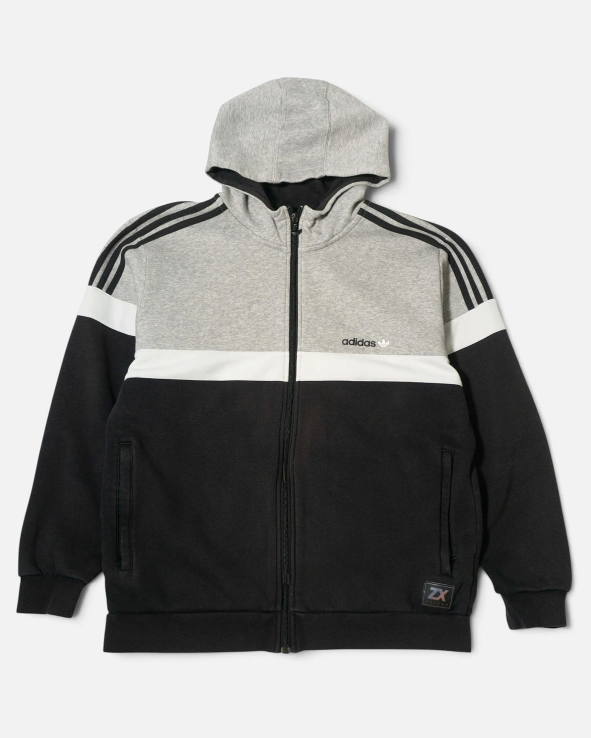Sudadera con Capucha Adidas ZX Series Gris y Negra  — Talla L