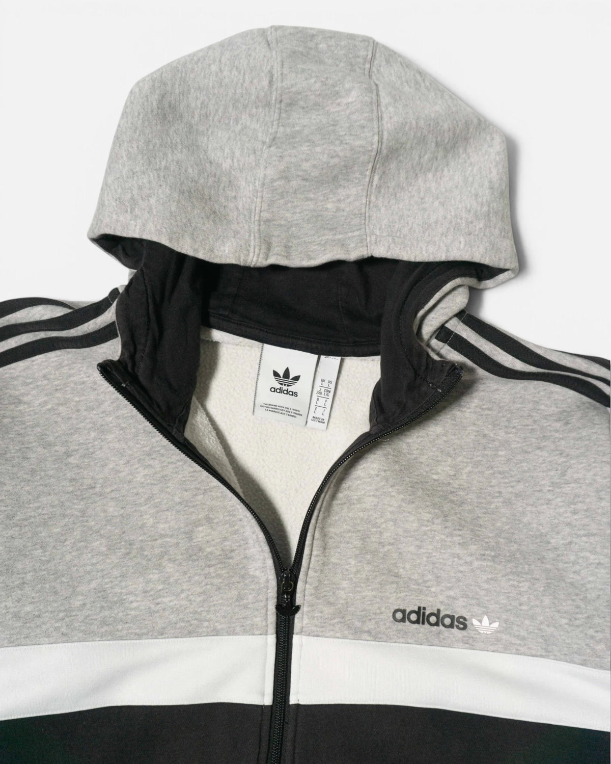 Sudadera con Capucha Adidas ZX Series Gris y Negra  — Talla L