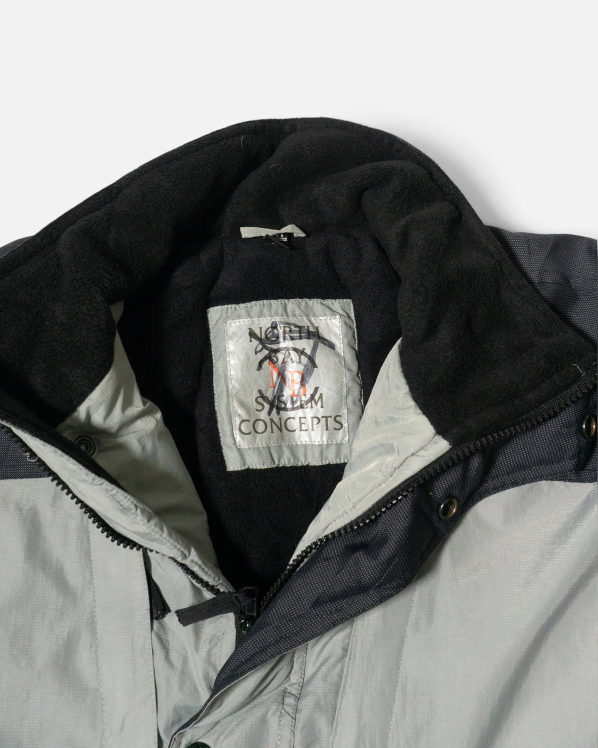 Chaqueta Parka North Bay Gris y Negra Vintage — Talla M