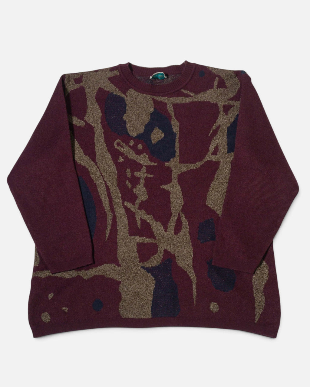 Jersey Volkert Abstracto Burdeos Vintage — Talla XS
