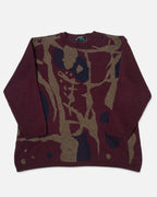 Jersey Volkert Abstracto Burdeos Vintage — Talla XS
