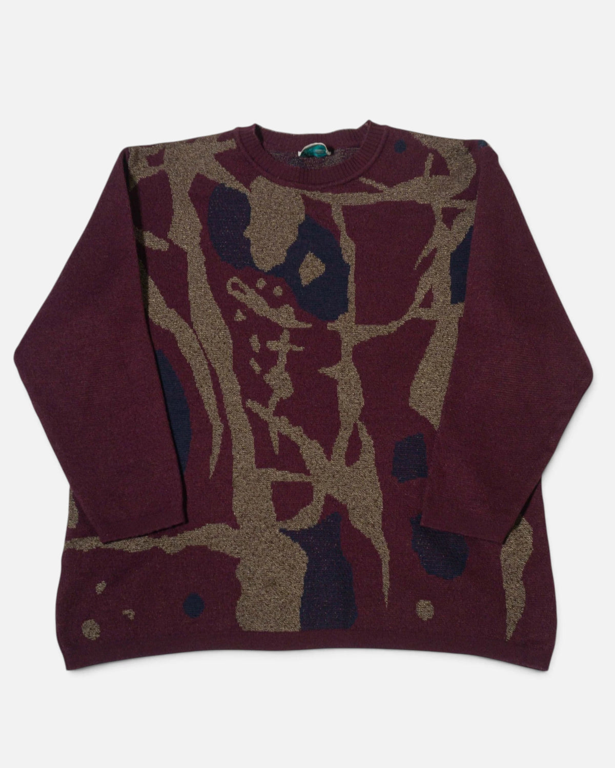 Jersey Volkert Abstracto Burdeos Vintage — Talla XS
