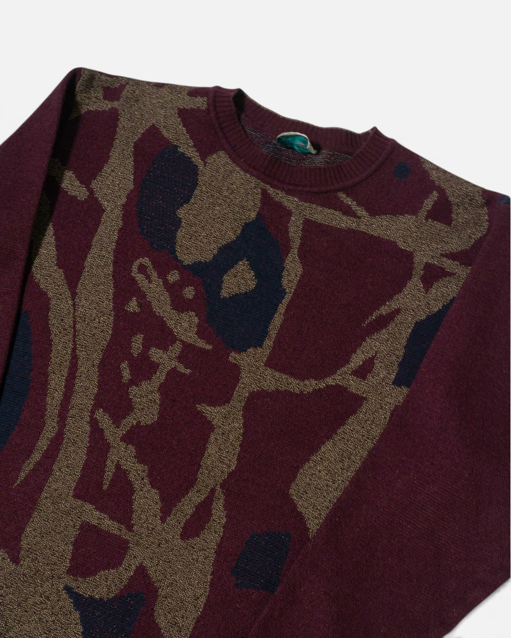 Jersey Volkert Abstracto Burdeos Vintage — Talla XS