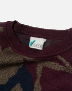 Jersey Volkert Abstracto Burdeos Vintage — Talla XS