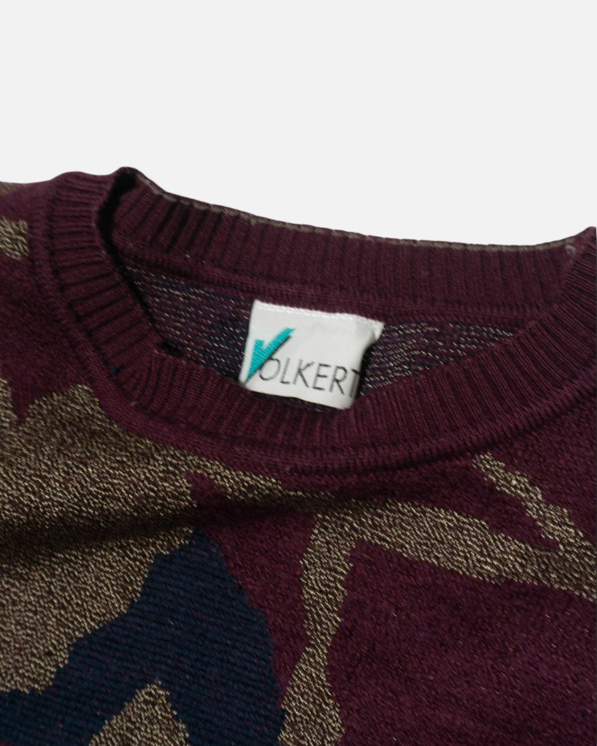Jersey Volkert Abstracto Burdeos Vintage — Talla XS