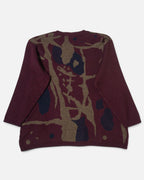 Jersey Volkert Abstracto Burdeos Vintage — Talla XS