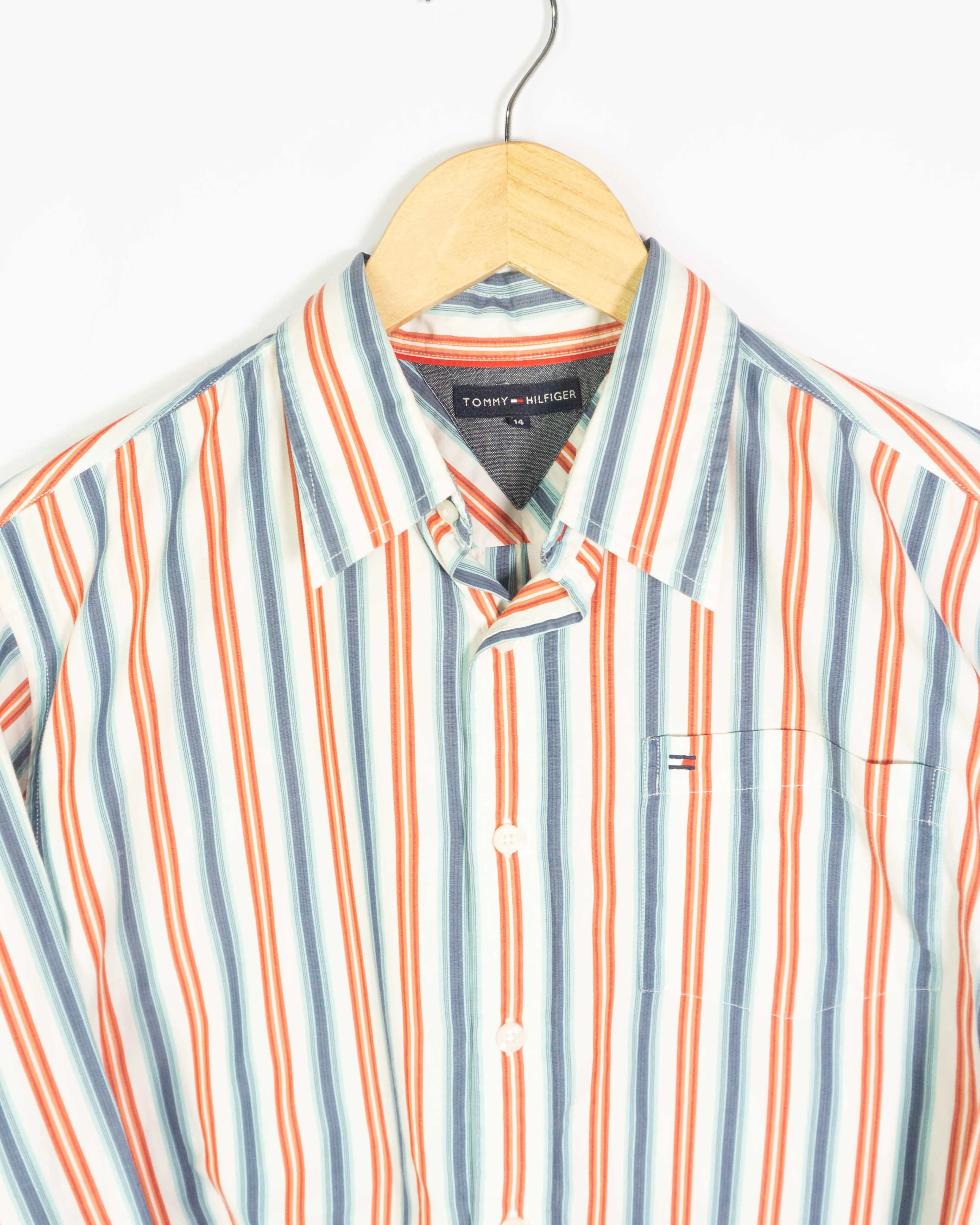 Camisa Tommy Hilfiger Vintage 2000s de Rayas Manga Larga — Talla XS