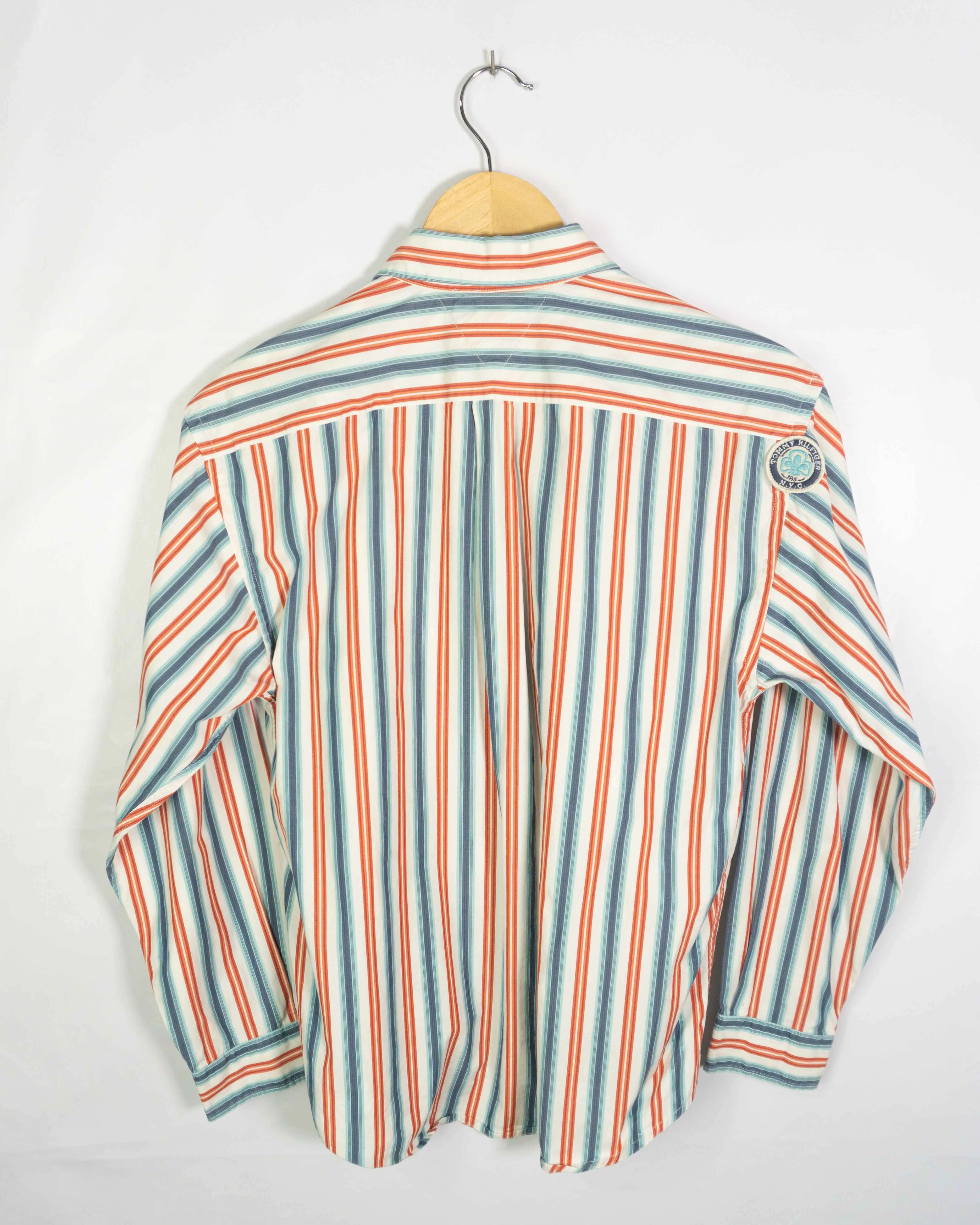 Camisa Tommy Hilfiger Vintage 2000s de Rayas Manga Larga — Talla XS