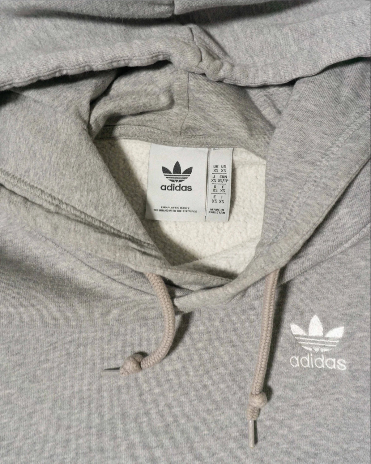Sudadera con Capucha Adidas Originals Gris Trefoil — Talla XS