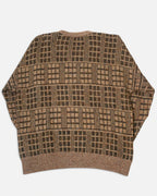 Jersey de Punto Geométrico Marrón Vintage — Talla L