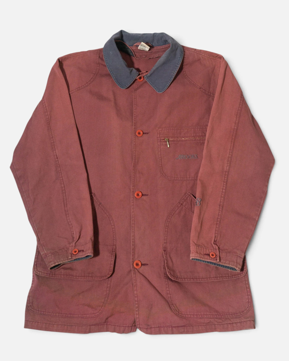 Chaqueta de Trabajo Brooks Granate Vintage — Talla L