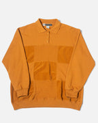 Sudadera Polo Blast Mostaza con Paneles Texturizados Vintage — Talla L Mujer