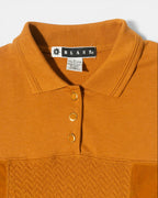 Sudadera Polo Blast Mostaza con Paneles Texturizados Vintage — Talla L Mujer