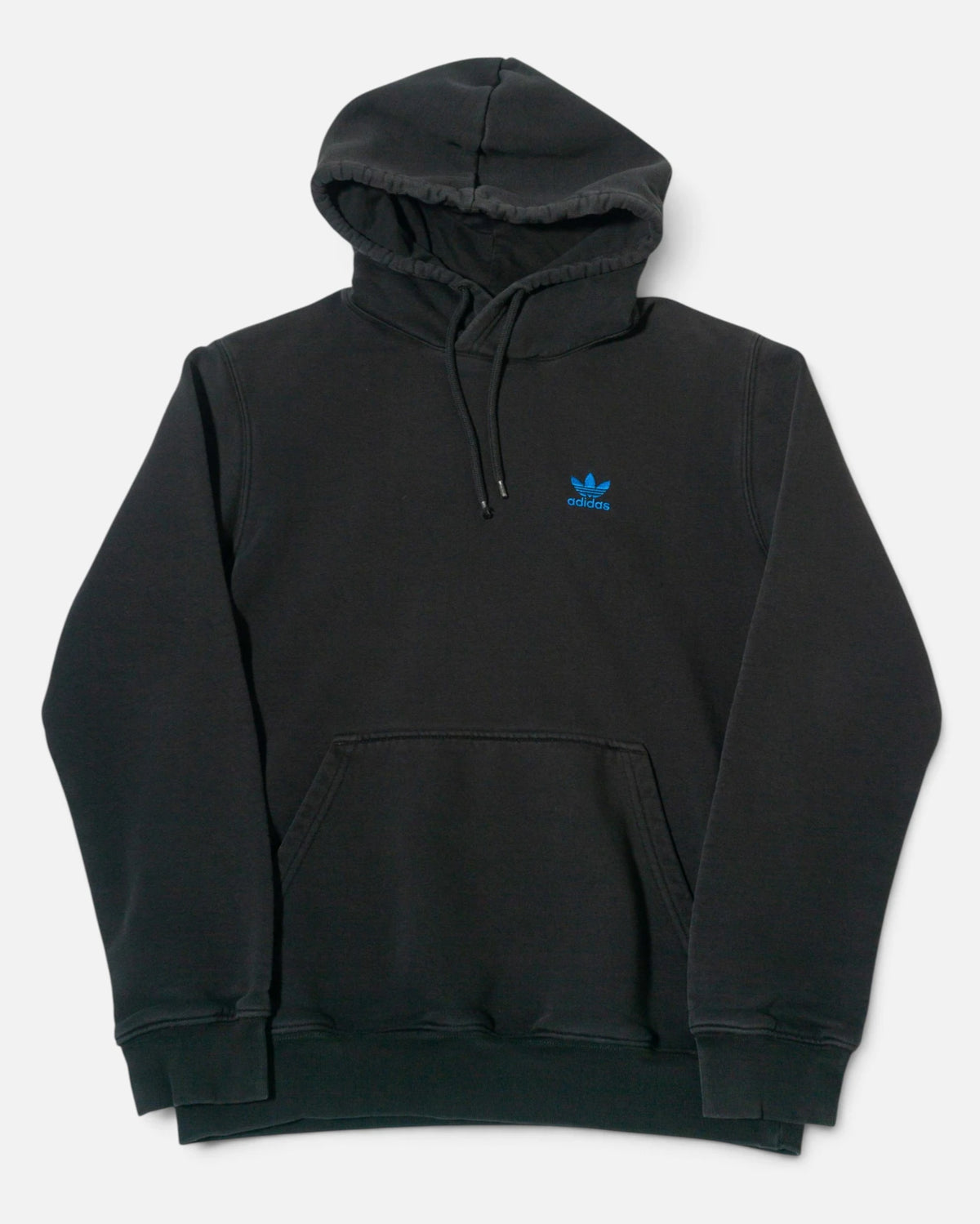 Sudadera con Capucha Adidas Originals Negra Trefoil Azul  — Talla S