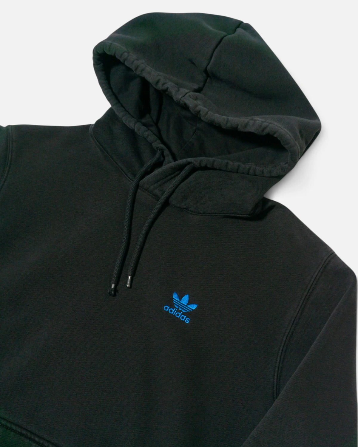 Sudadera con Capucha Adidas Originals Negra Trefoil Azul  — Talla S