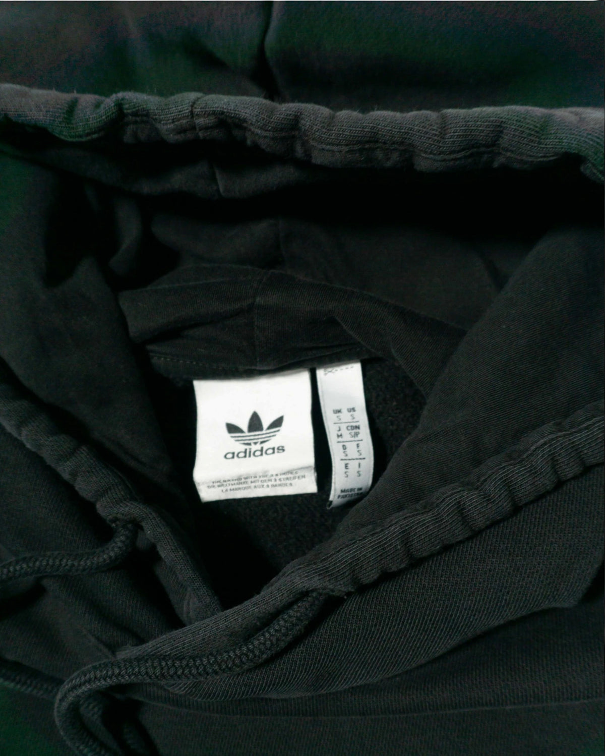 Sudadera con Capucha Adidas Originals Negra Trefoil Azul  — Talla S