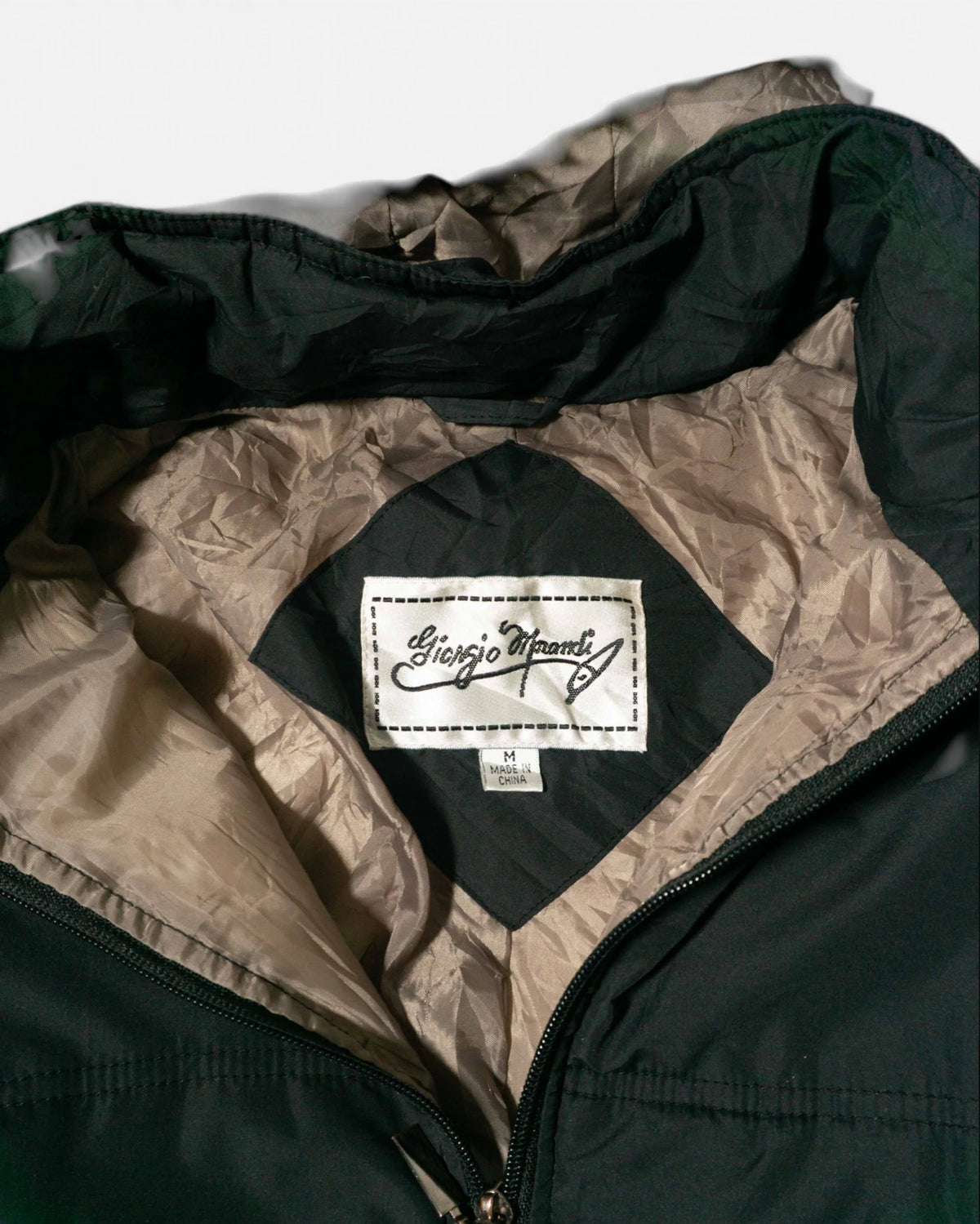 Chaqueta Plumífero Giorgio Morandi Negra con Pelo Vintage — Talla M