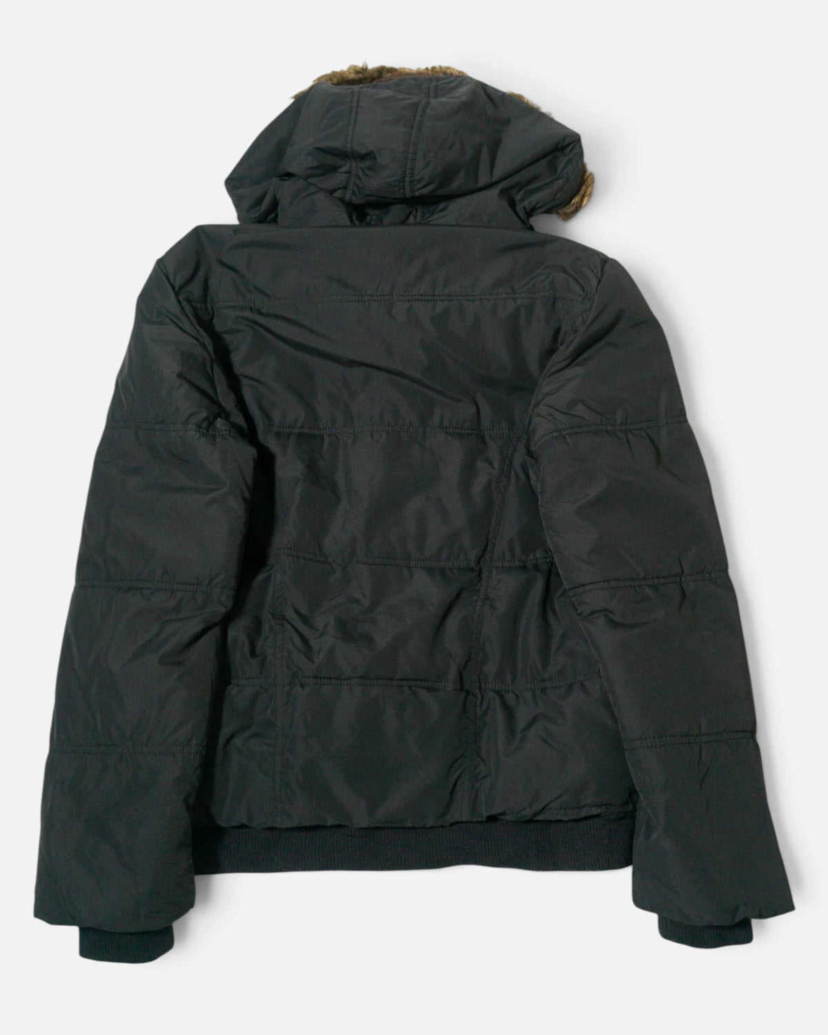 Chaqueta Plumífero Giorgio Morandi Negra con Pelo Vintage — Talla M