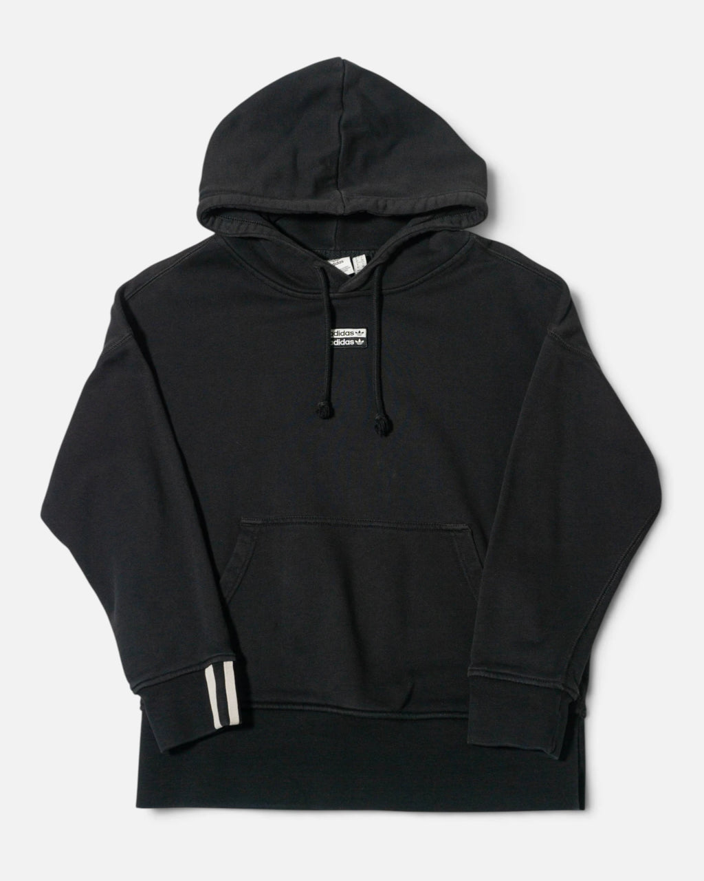 Sudadera con Capucha Adidas Originals Negra Doble Logo — Talla XS