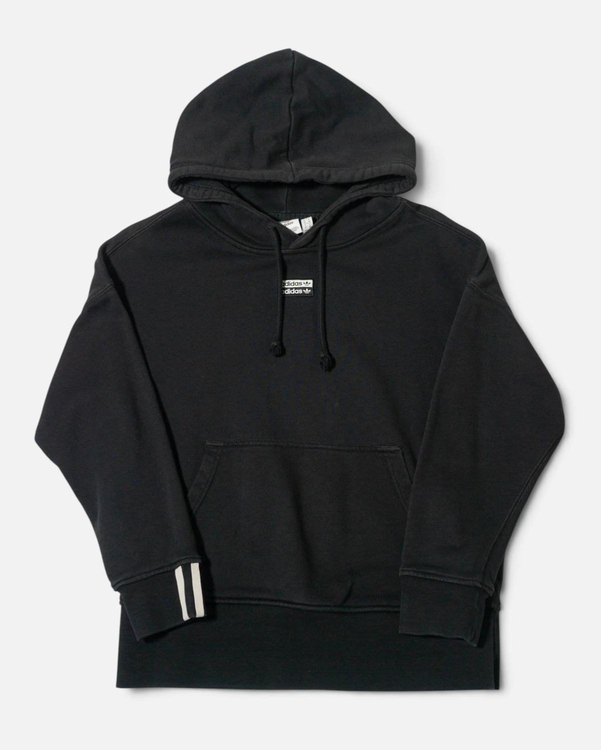 Sudadera con Capucha Adidas Originals Negra Doble Logo — Talla XS