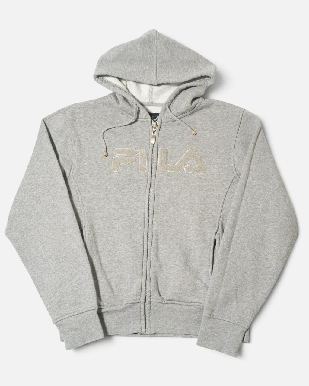 Chaqueta Sudadera Fila Gris con Capucha Vintage — Talla S/M