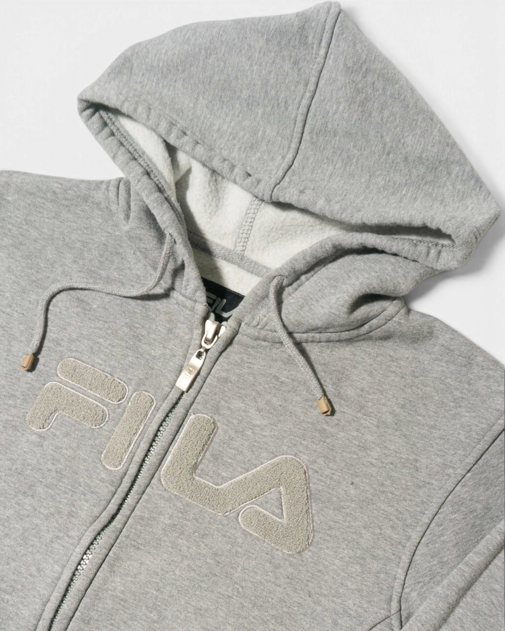 Chaqueta Sudadera Fila Gris con Capucha Vintage — Talla S/M