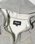 Chaqueta Sudadera Fila Gris con Capucha Vintage — Talla S/M