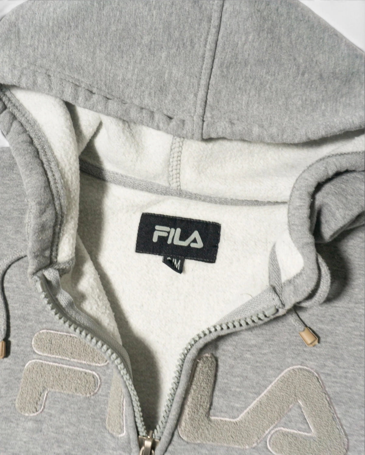 Chaqueta Sudadera Fila Gris con Capucha Vintage — Talla S/M