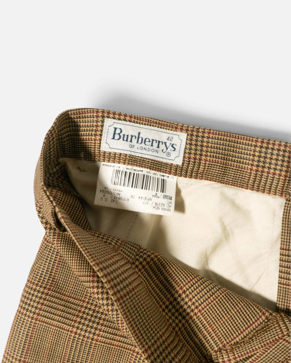 Pantalón de Pinza Burberrys a Cuadros Marrón Vintage 90s — Talla 42