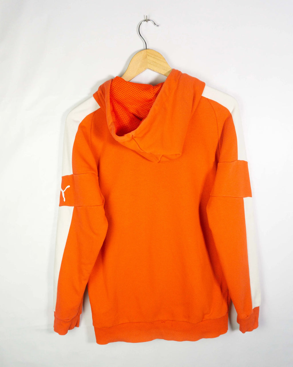 Sudadera Puma con Capucha Naranja y Blanca — Talla S