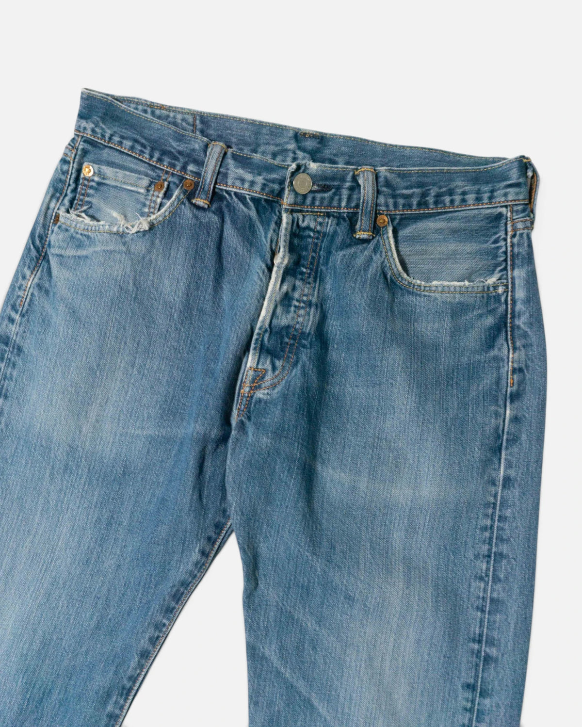 Vaqueros Levi's 501 Azules Distressed Vintage — Talla W33