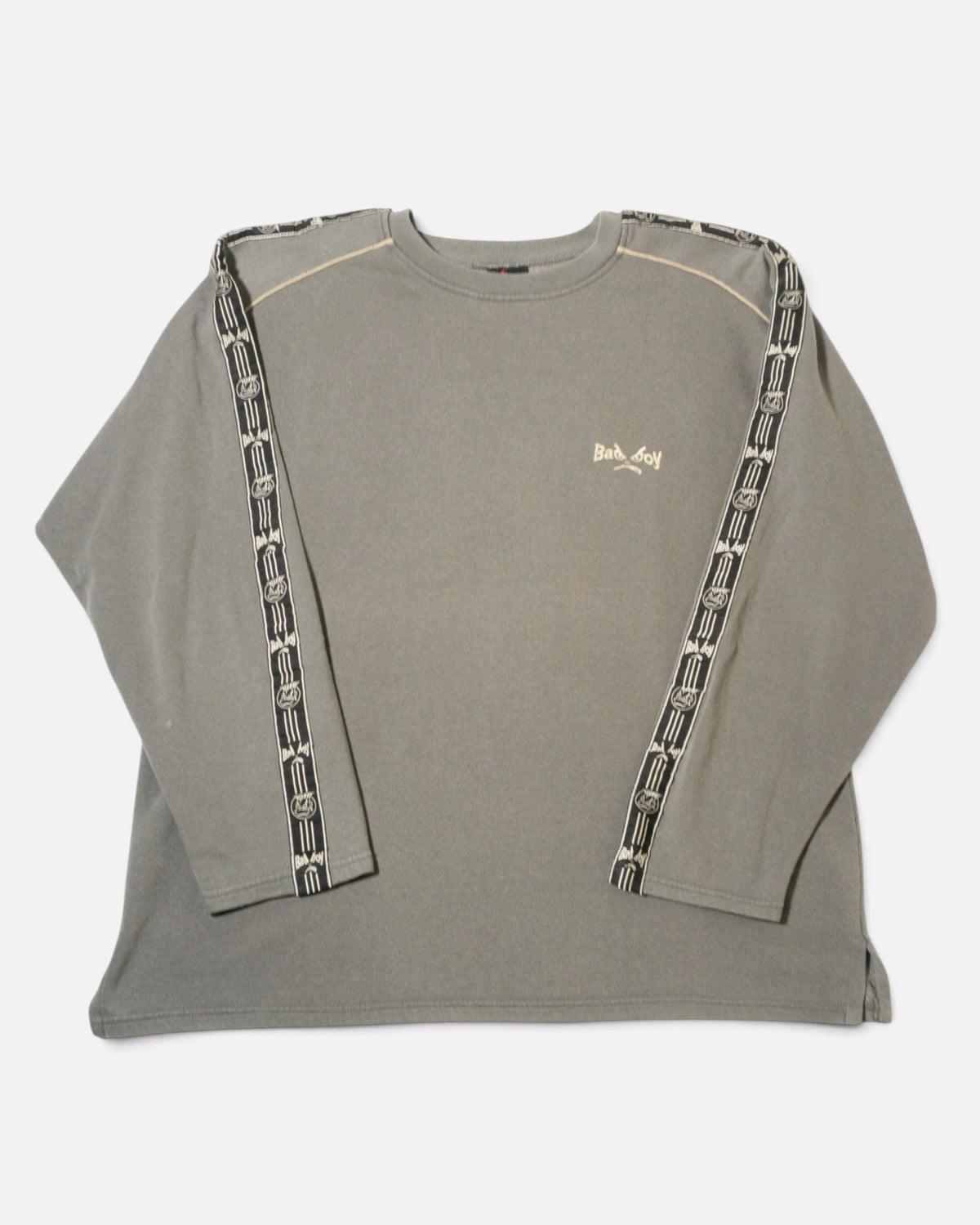 Sudadera Bad Boy Gris con Cintas en las Mangas Vintage — Talla XL