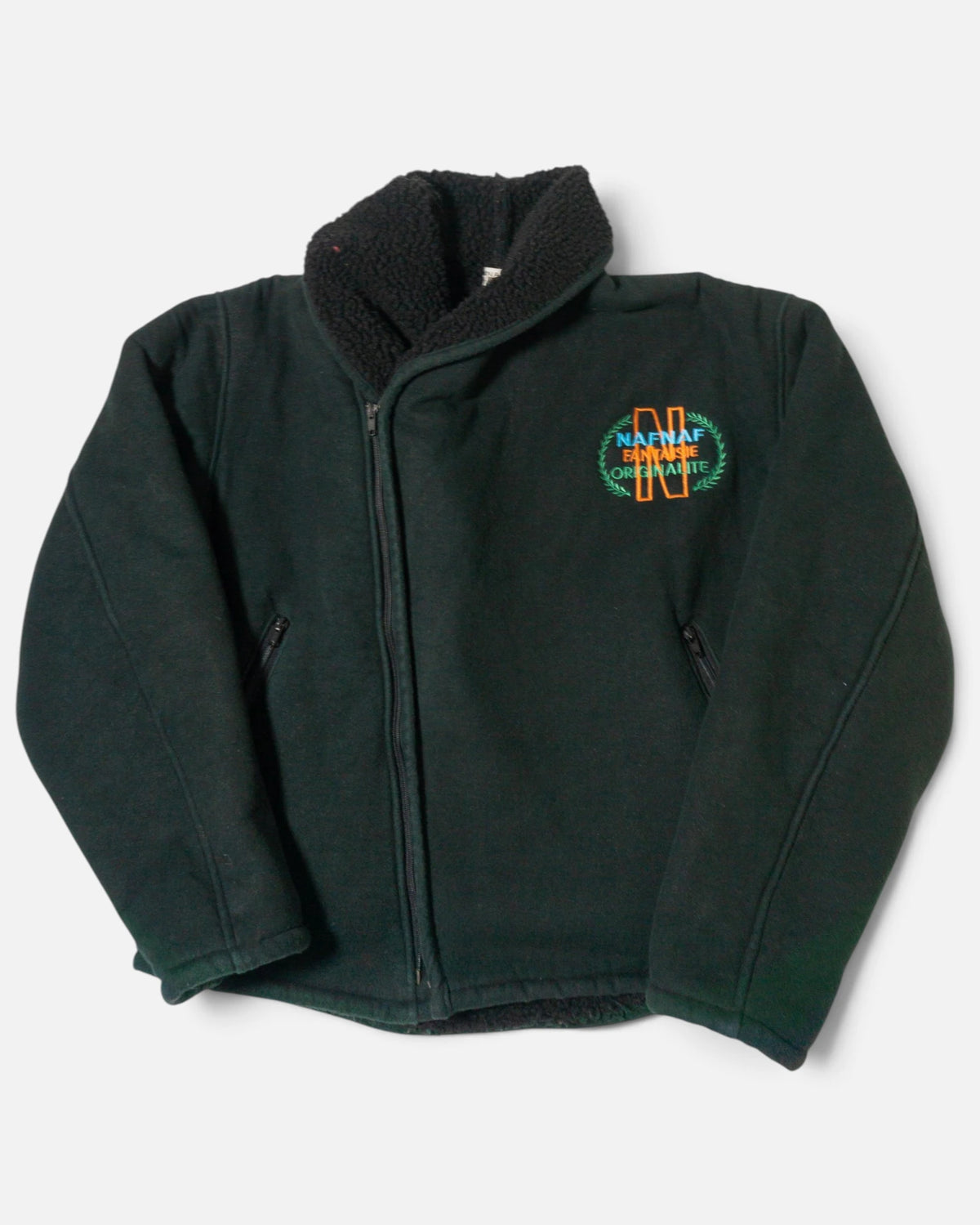 Chaqueta Naf Naf Verde con Forro de Borrego Vintage — Talla XS