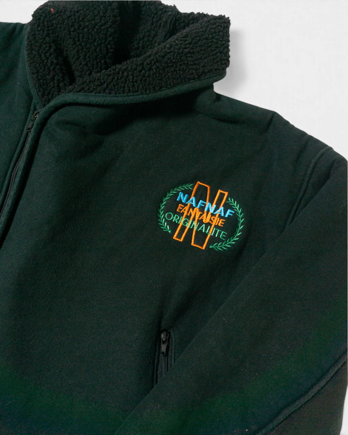 Chaqueta Naf Naf Verde con Forro de Borrego Vintage — Talla XS