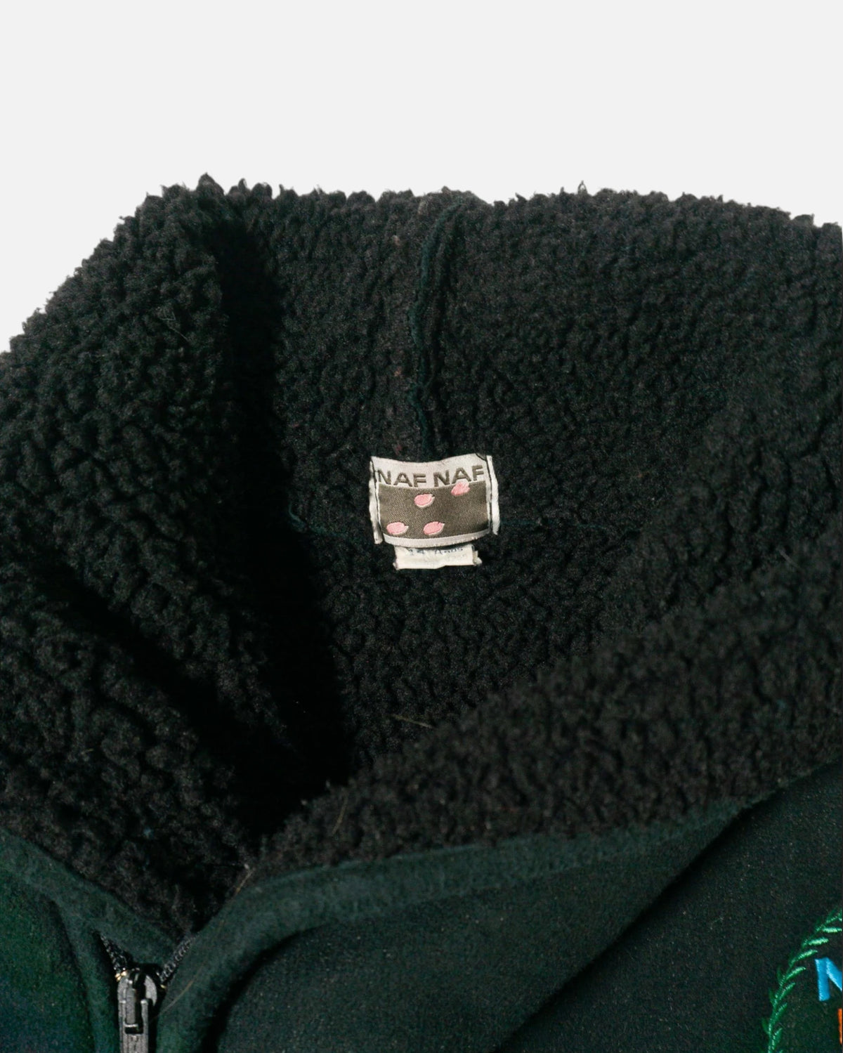 Chaqueta Naf Naf Verde con Forro de Borrego Vintage — Talla XS