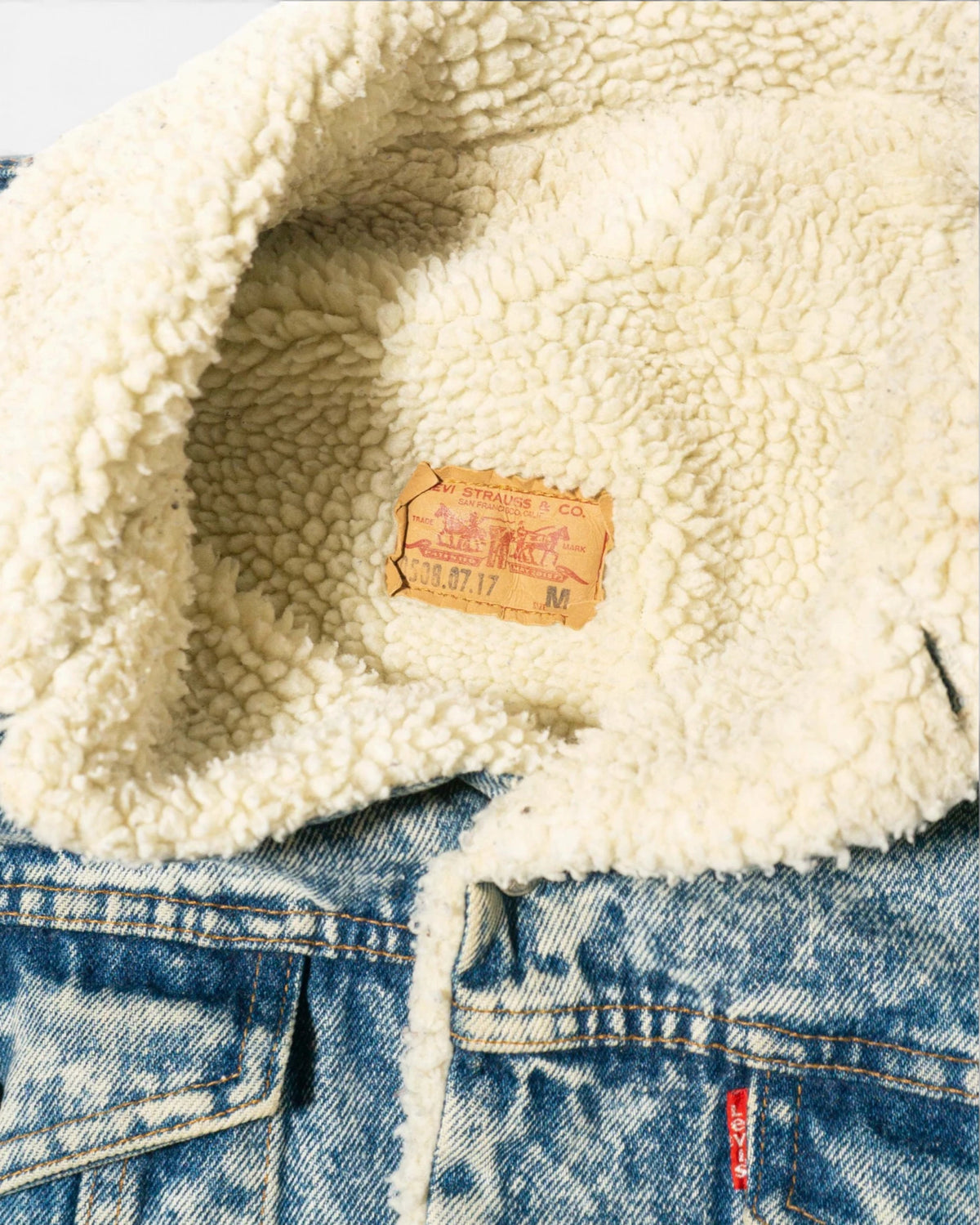 Chaqueta Vaquera Levi's Acid Wash con Borrego Vintage — Talla M