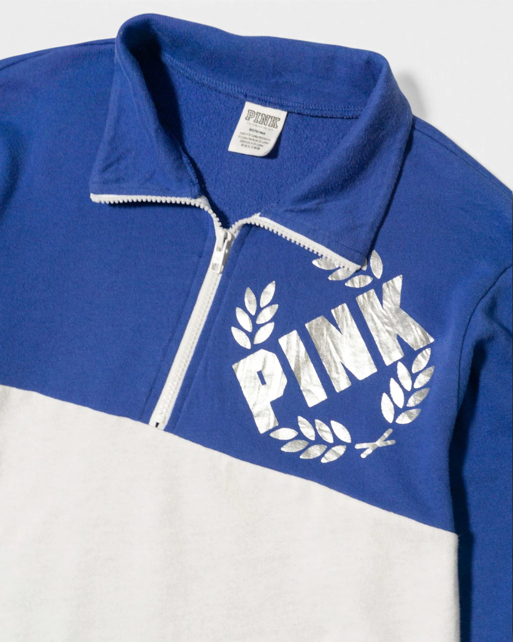Sudadera Victoria's Secret PINK Azul y Blanca Mujer — Talla M