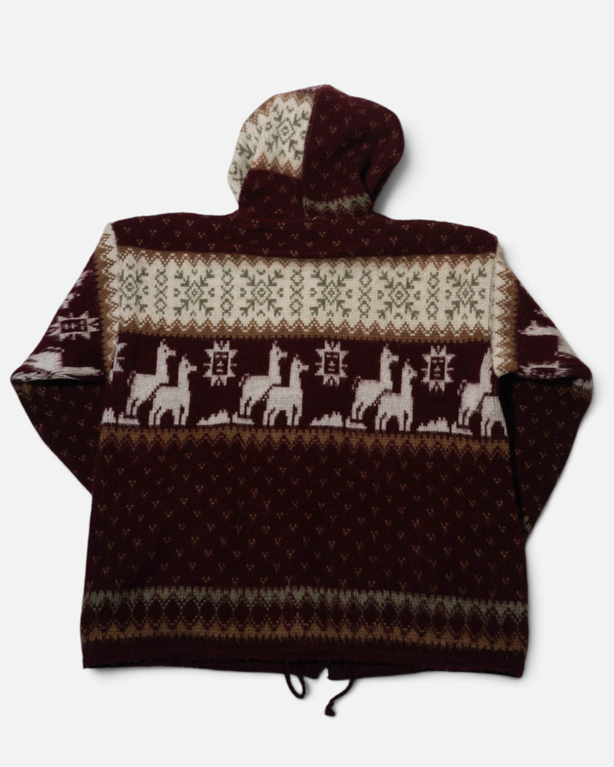 Chaqueta Andina Llamas Granate con Capucha — Talla M