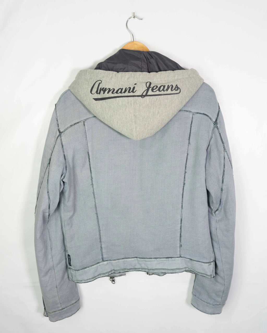 Chaqueta Armani Jeans Y2K con Capucha Gris Mujer — Talla L