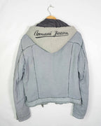 Chaqueta Armani Jeans Y2K con Capucha Gris Mujer — Talla L