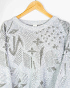 Jersey de Punto Vintage 90s Estampado Abstracto Gris — Talla S