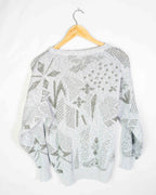 Jersey de Punto Vintage 90s Estampado Abstracto Gris — Talla S