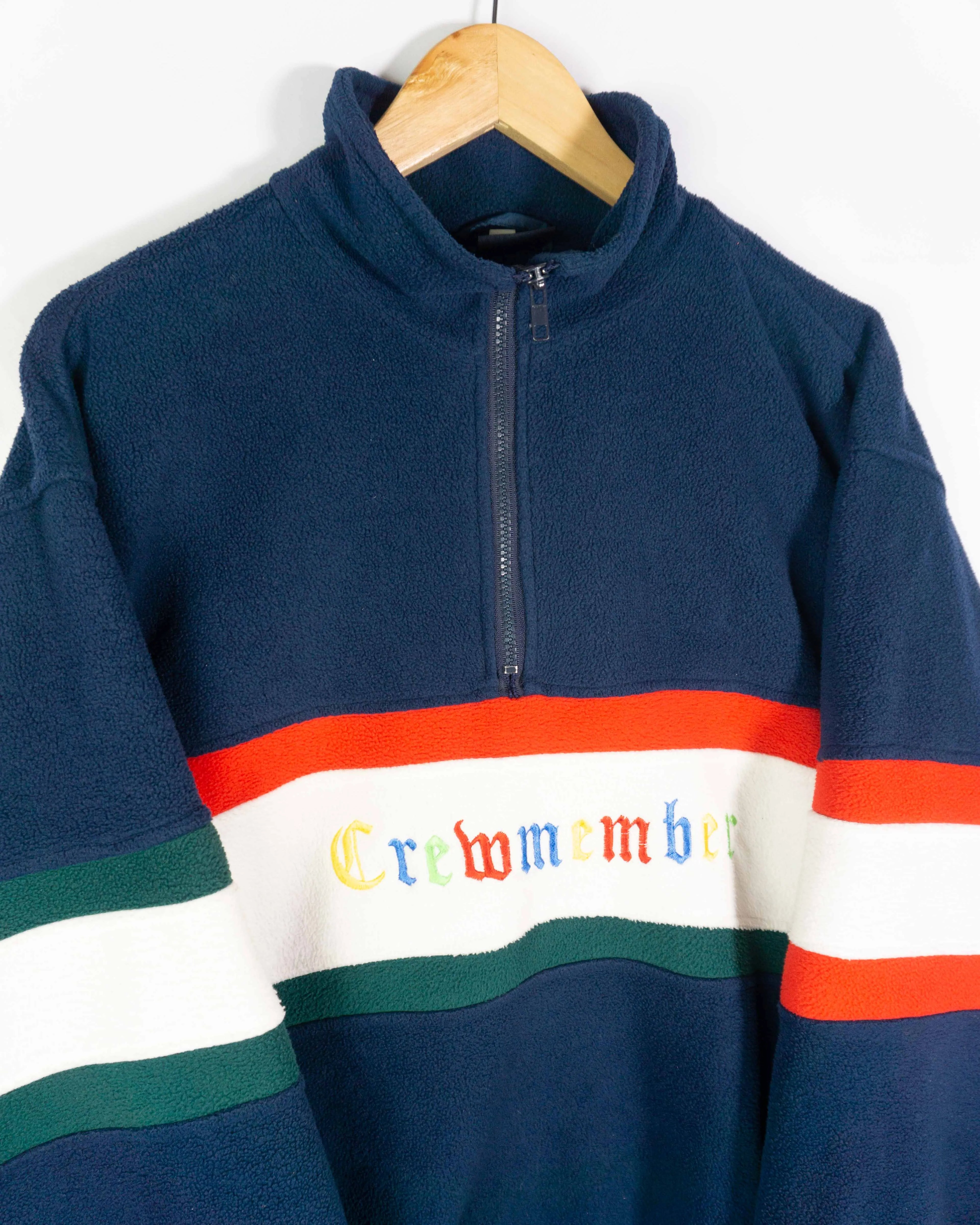 Forro polar bordado vintage 90s azul marino XL